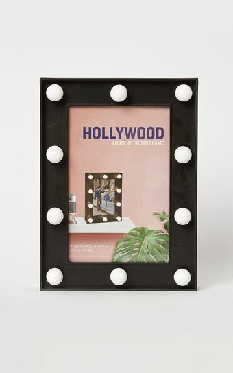 Hollywood Lights Photo Frame In black