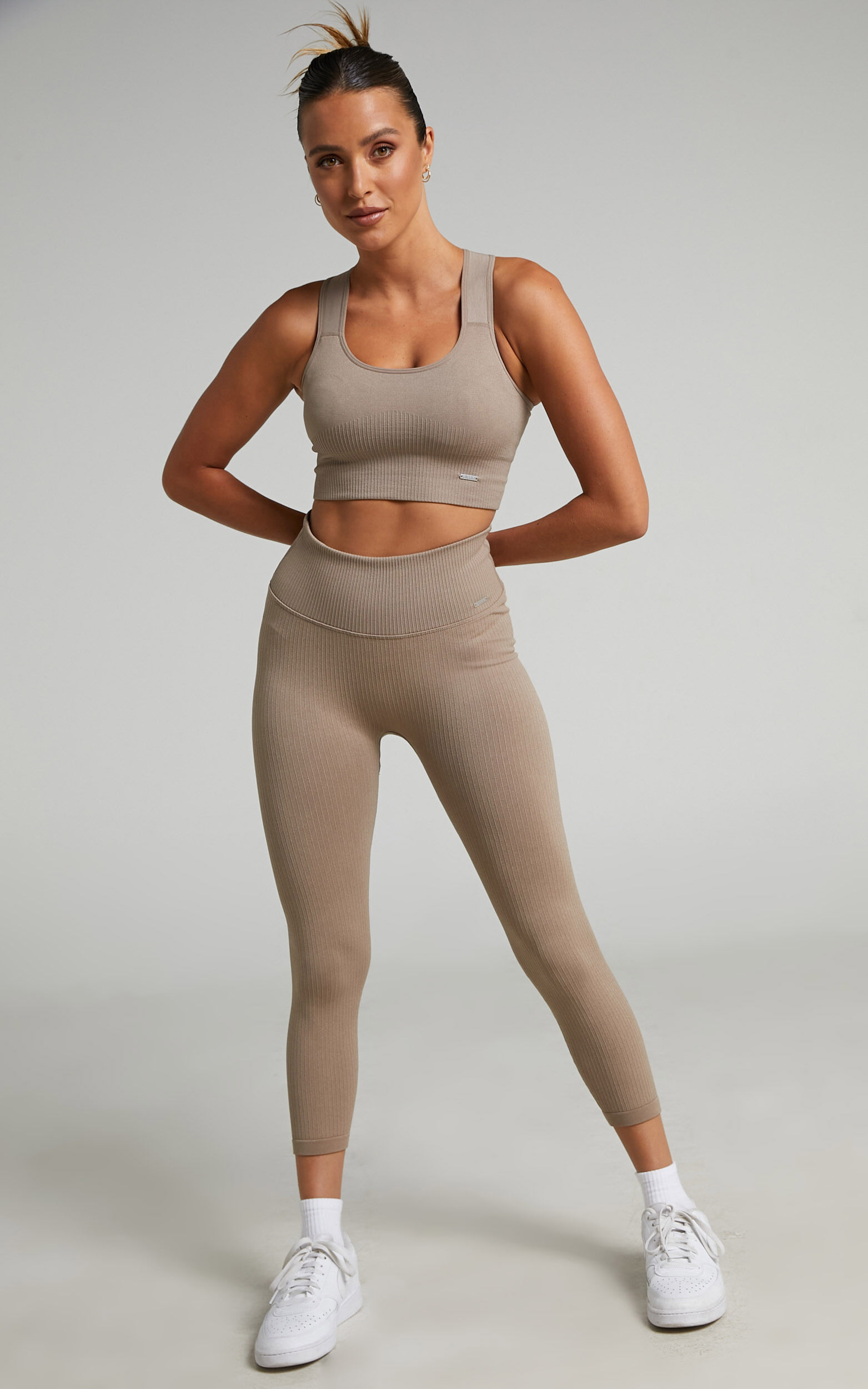 Aim n RIBBED SEAMLESS TIGHTS 7 8 in Espresso Showpo