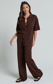 Tommy Two Piece Set - Knit Button Through Top and Pants Two Piece Set ...