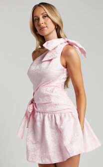 Mathilda Mini Dress - Cut Out Side Wrap Dress in Pink