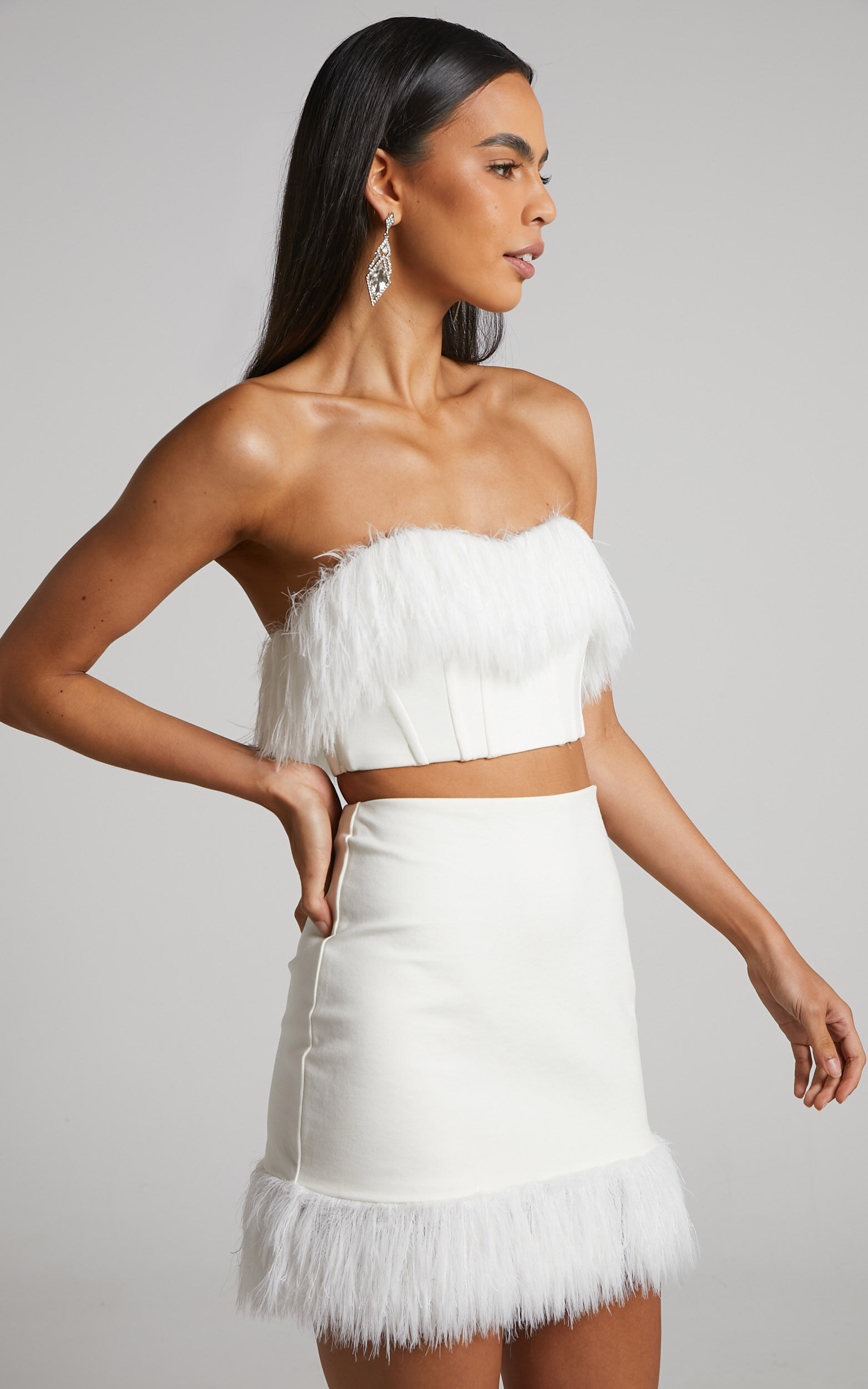Ivory feather skirt sales