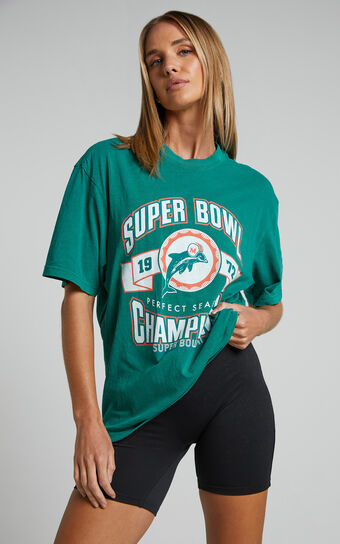 Mitchell & Ness - Miami Dolphins Perfect Season Tee in Faded Teal