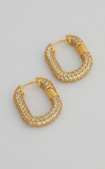 Luv AJ - XL Pave Chain Link Hoops in Gold