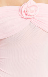 Seraphina Bodysuit - Off Shoulder Long Sleeve Detachable Rosette Mesh ...