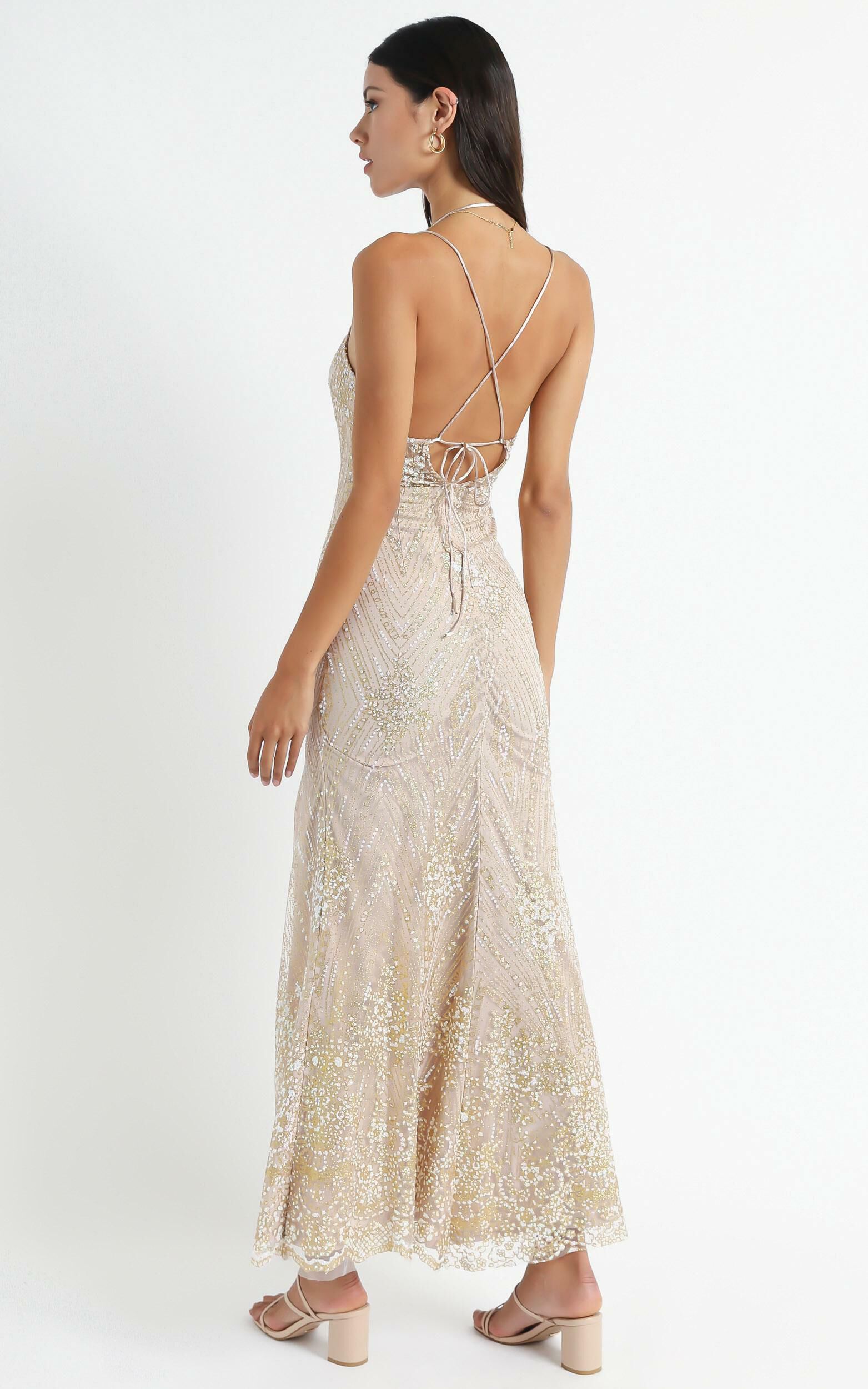 At A Crossroad Maxi Dress in Gold Showpo NZ