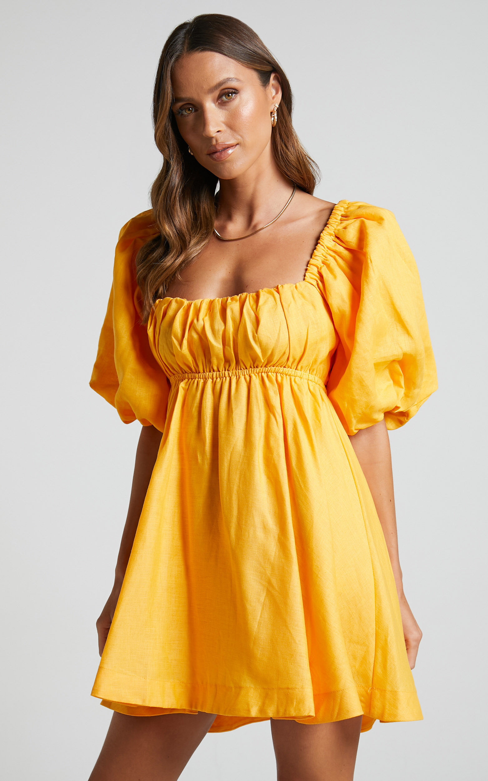 Mango ruffled linen on sale dress