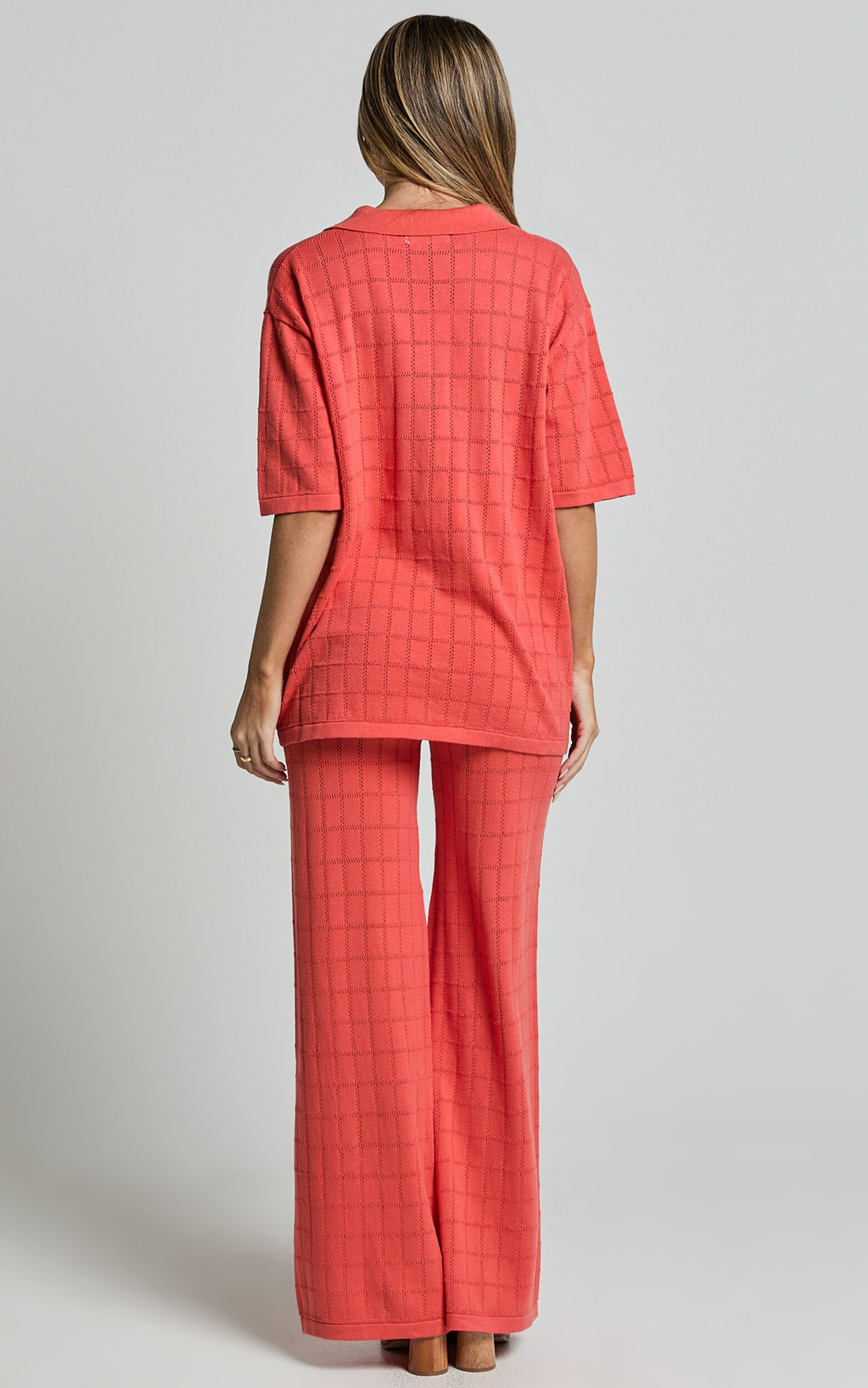 Tommy Two Piece Set - Knit Button Through Top and Pants Two Piece Set ...