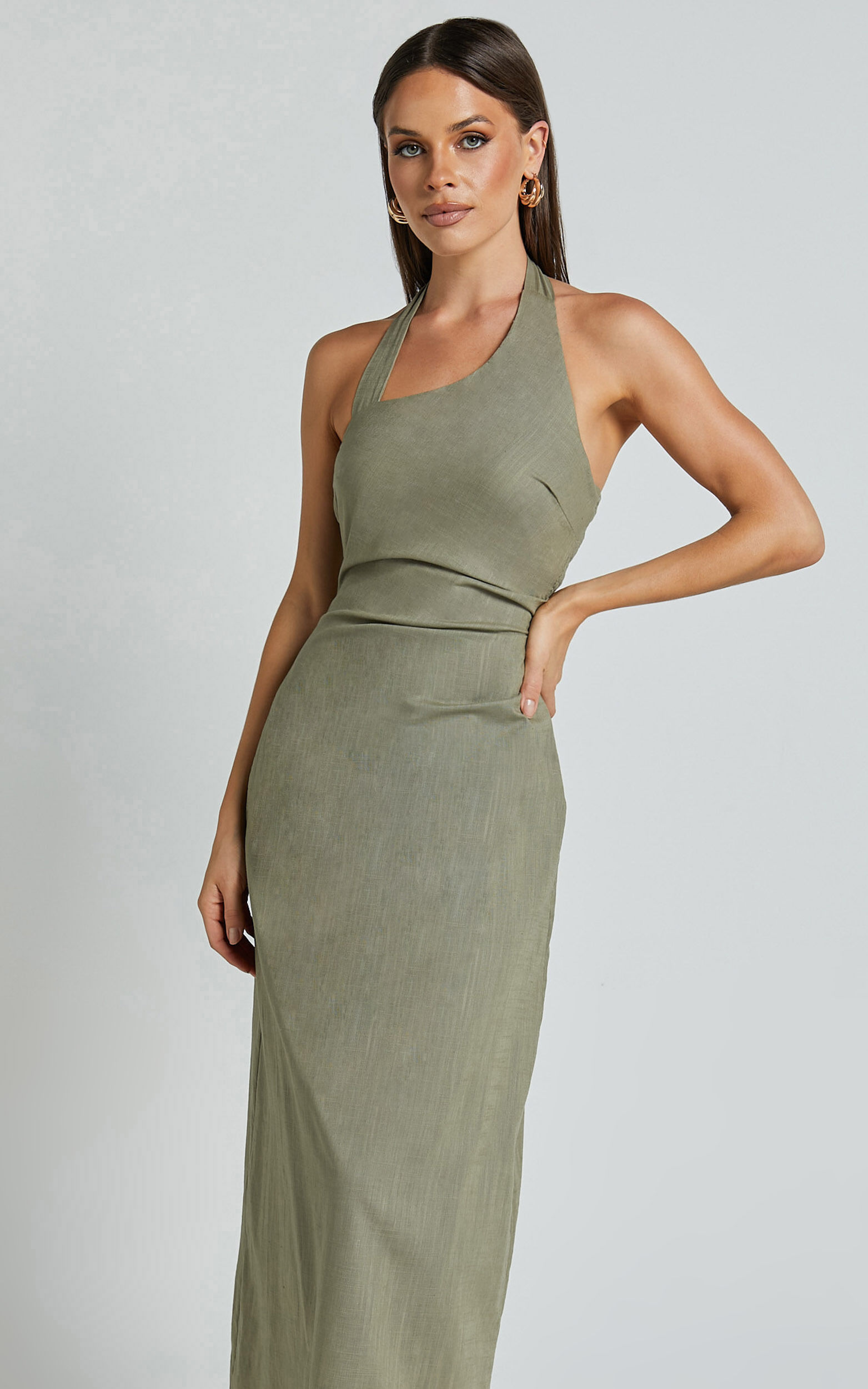 Olive green halter dress top