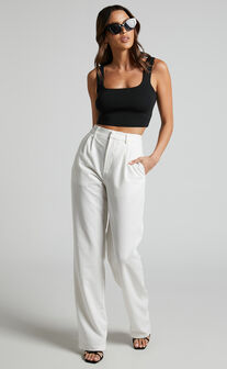 Lorcan Pants - High Waisted Tailored Pants in White