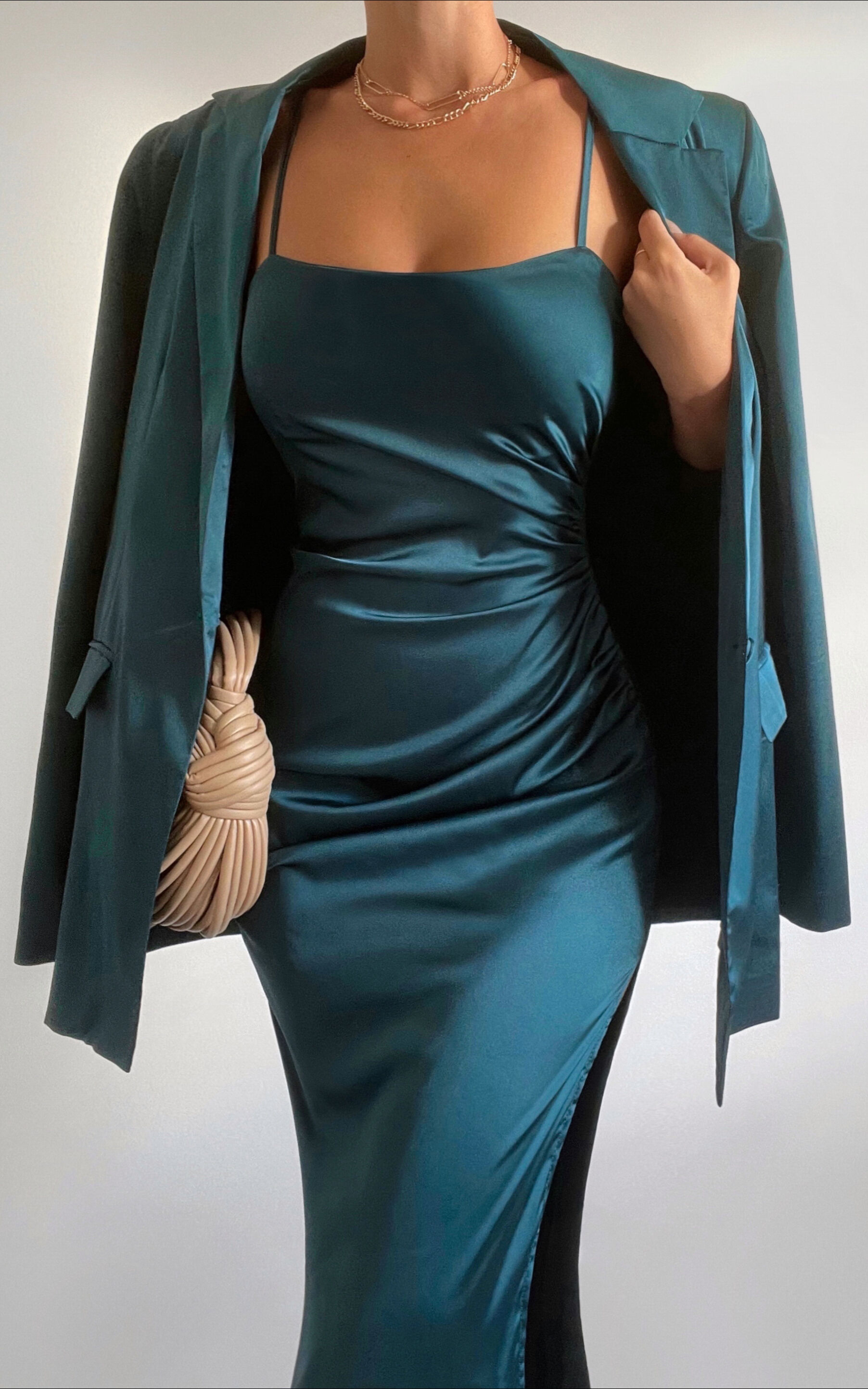 Satin longline blazer sales