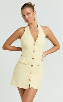 Runaway The Label - Halzie Mini Dress in Lemon
