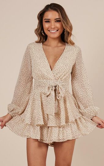 On Rotation Playsuit In Cream Spot