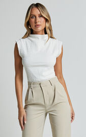 Brionne Top - High Neck Cap Sleeve Top in White | Showpo USA