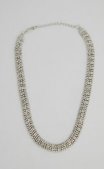 Guenloie Diamante Choker Necklace in Silver