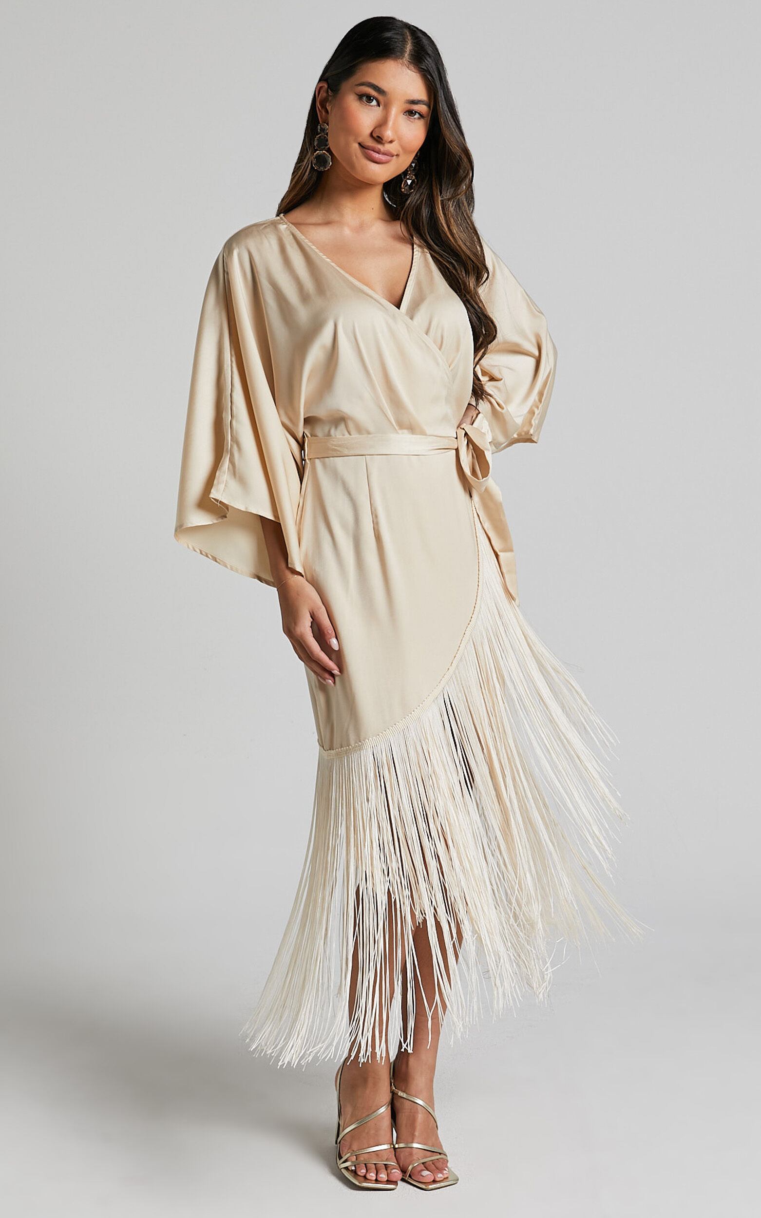 White Fringe Asymmetrical Dress