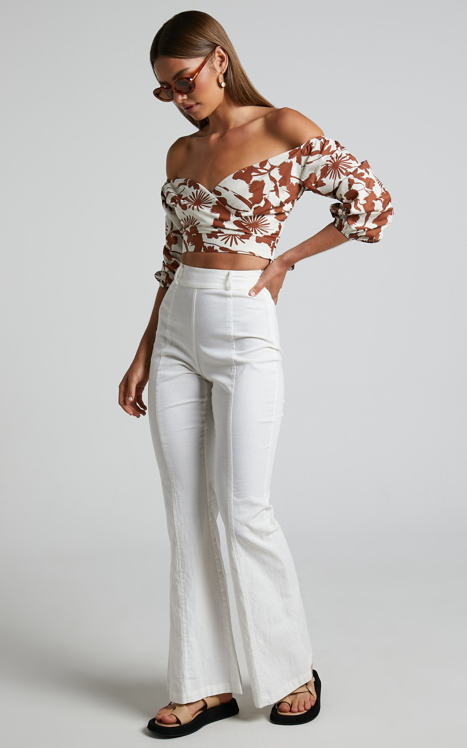 Evita Top Off Shoulder Sweetheart Wrap Top in Multi Showpo USA