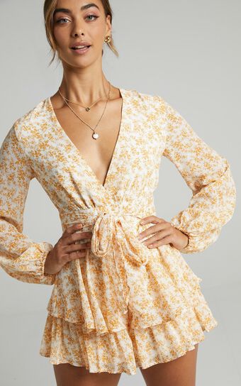 Monique Playsuit in Yellow Floral