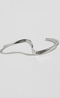 Ivy Irregular Shaped Bracelet Cuff in Silver