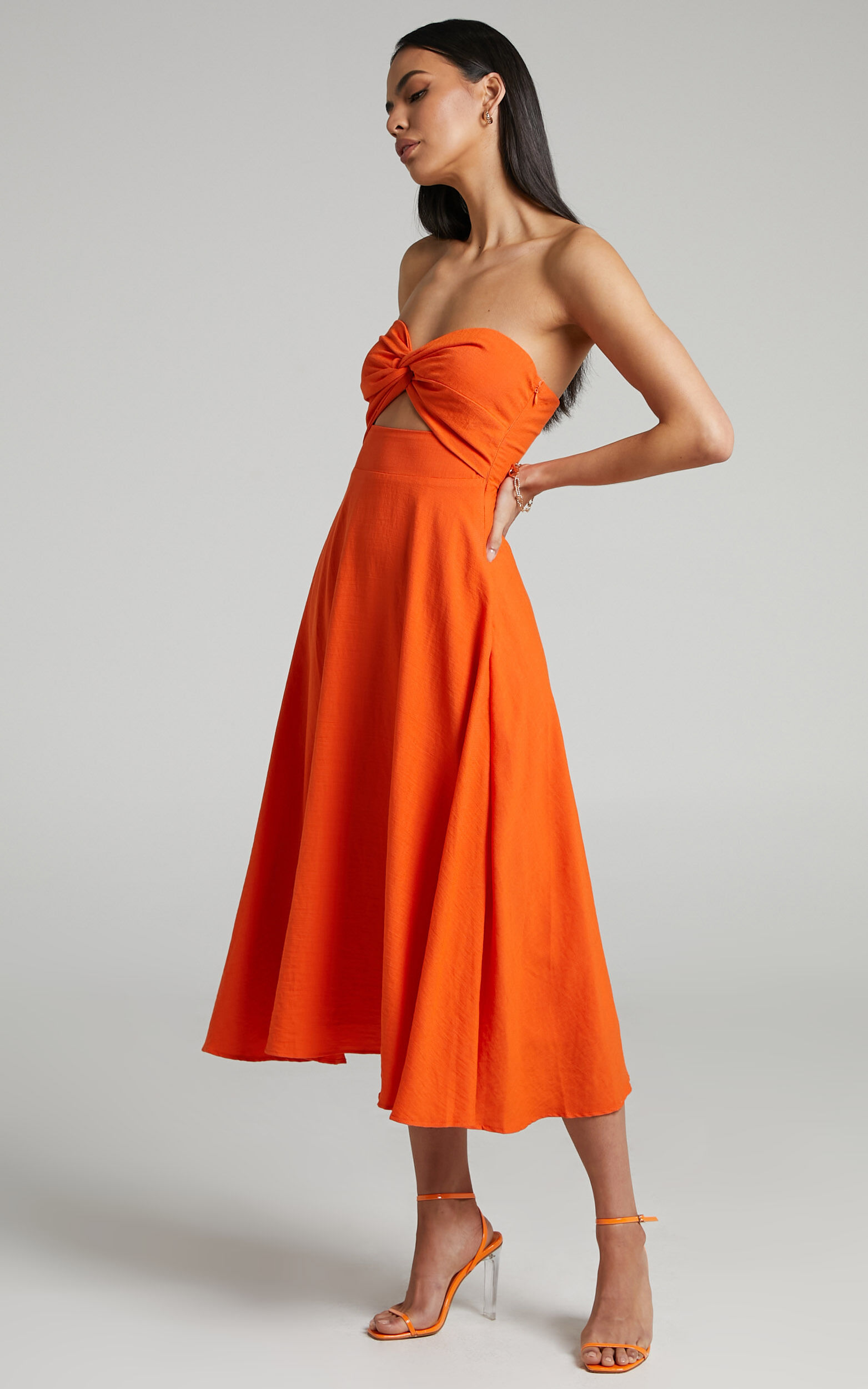 Orange tea outlet length dress