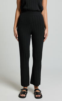Candice Pants - Knitted High Waist Pants in Black