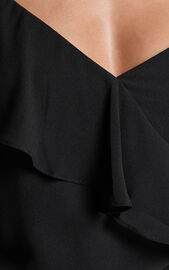 Zaria Mini Dress - Asymmetric Frill Detail Mini Dress in Black | Showpo USA