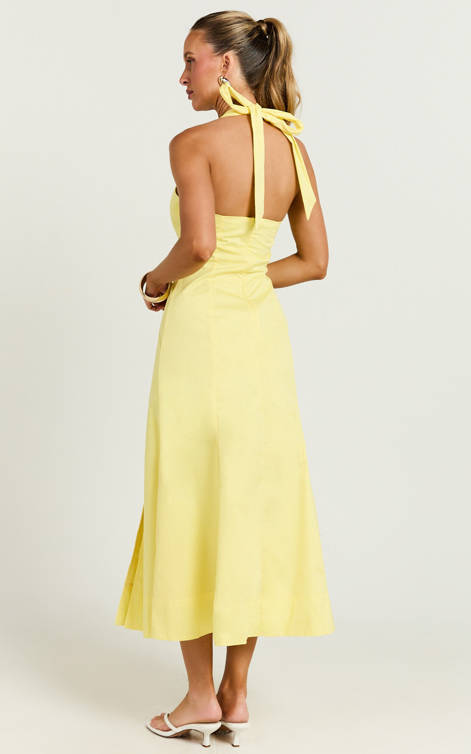 Narissa Midi Dress - Halter A Line Dress in Lemon | Showpo USA