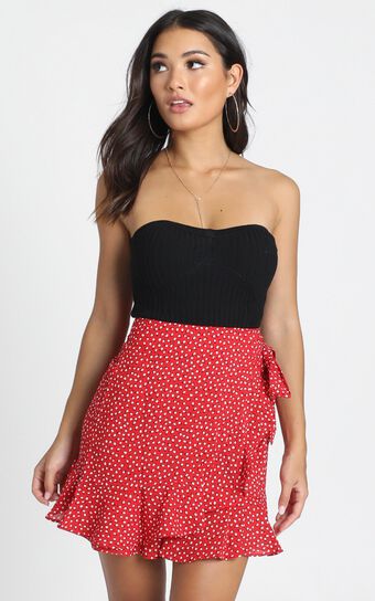 Averie Wrap Mini Skirt In Red Floral