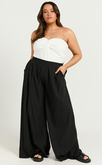 Tamara Pants - High Elasticated Waist Wide Leg Pants in Black