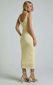 Novida Midi Dress - Textured Bodycon Dress in Butter Yellow | Showpo EU