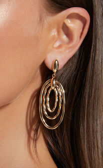 Augusta Earring - Tiered Hoop Drop Earrings in Gold