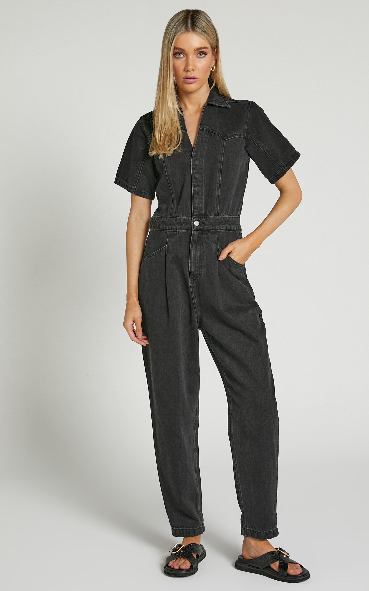 Denim boiler suit outlet short sleeve