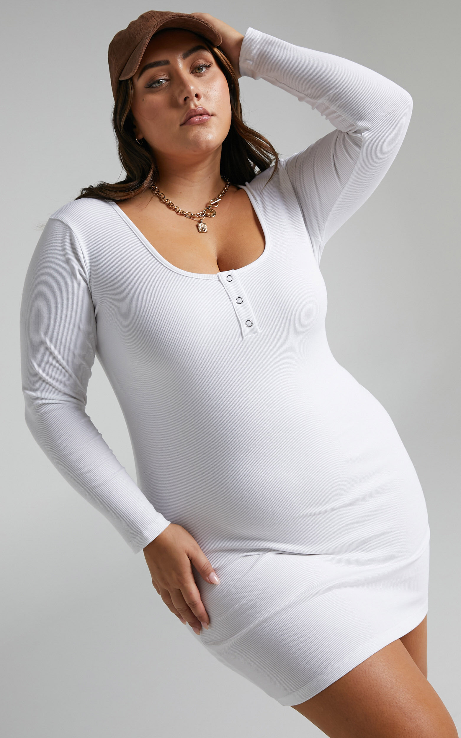 White henley dress hot sale