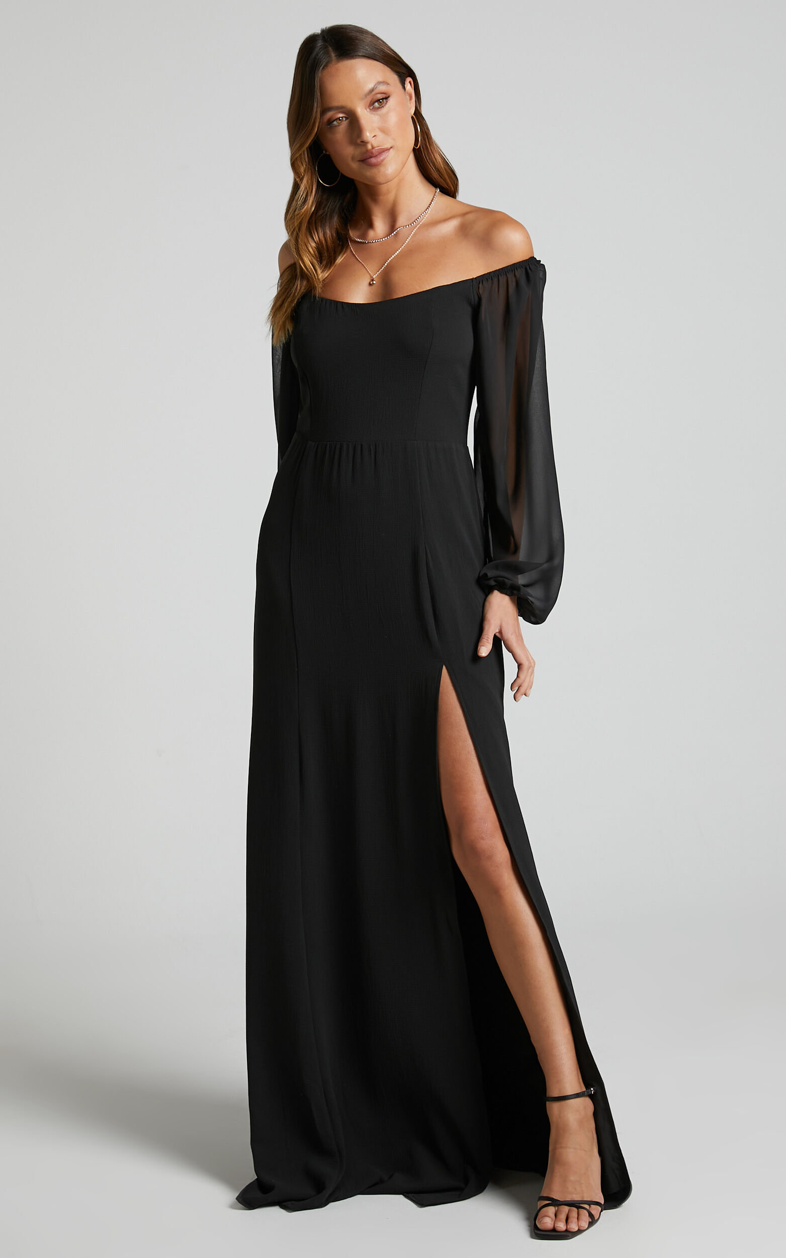 Off shoulder bishop sleeve dress cheap
