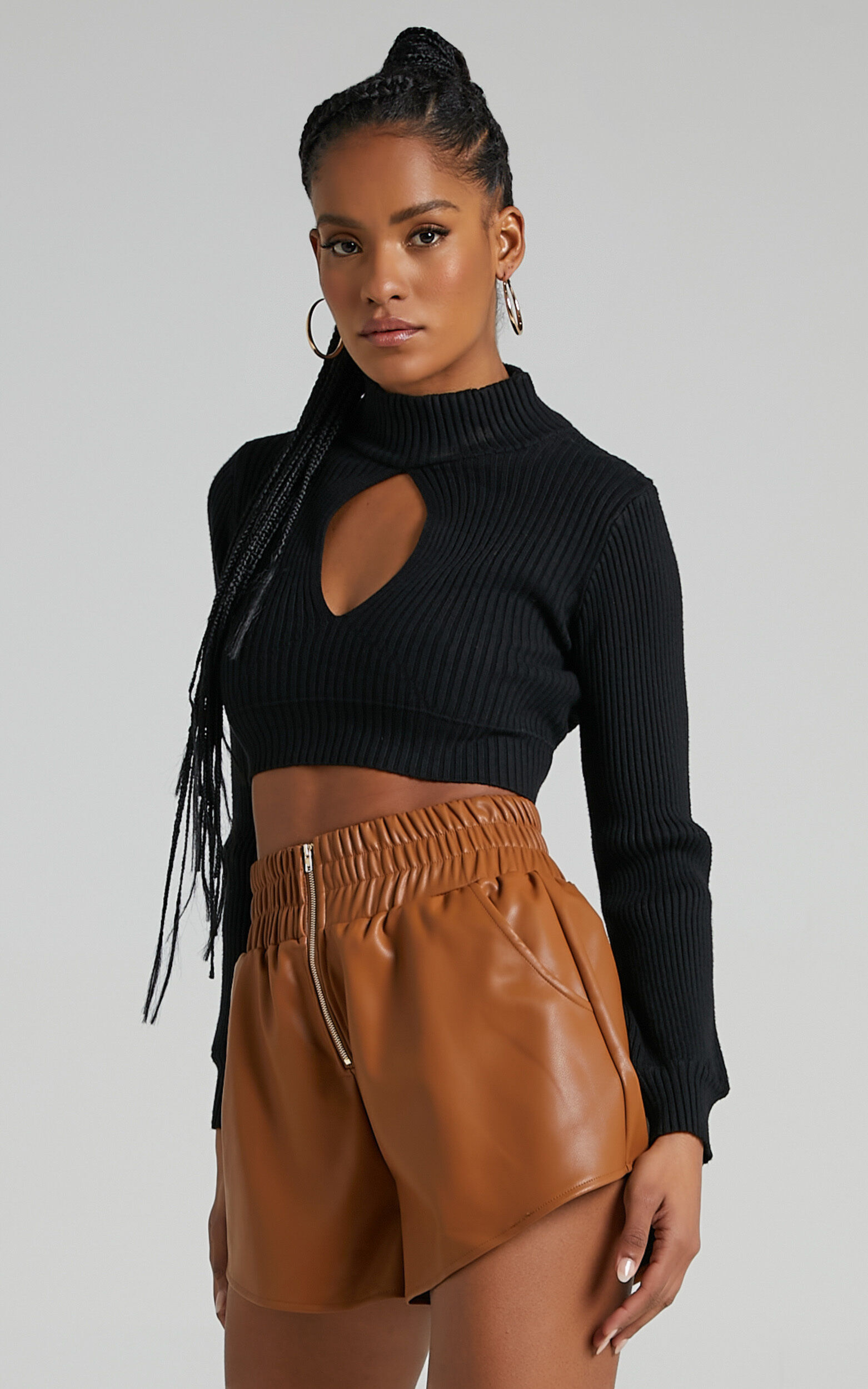 Gerdet Shorts in Brown Leatherette Showpo USA
