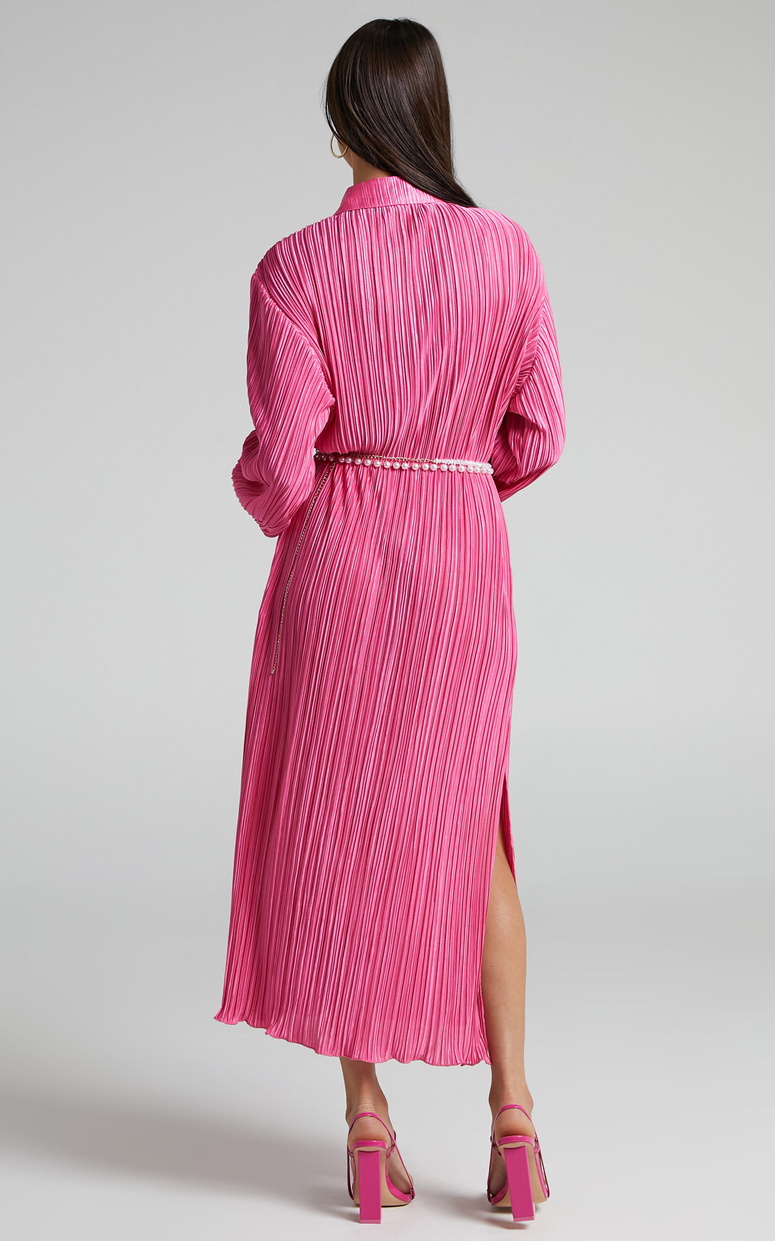 Pink and outlet white shirt dress
