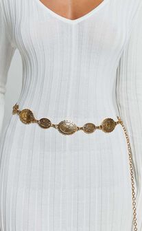 Bellerose Belt - Gold Circle Detail Chain Belt in Gold