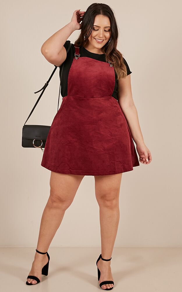 Wine pinafore dress clearance
