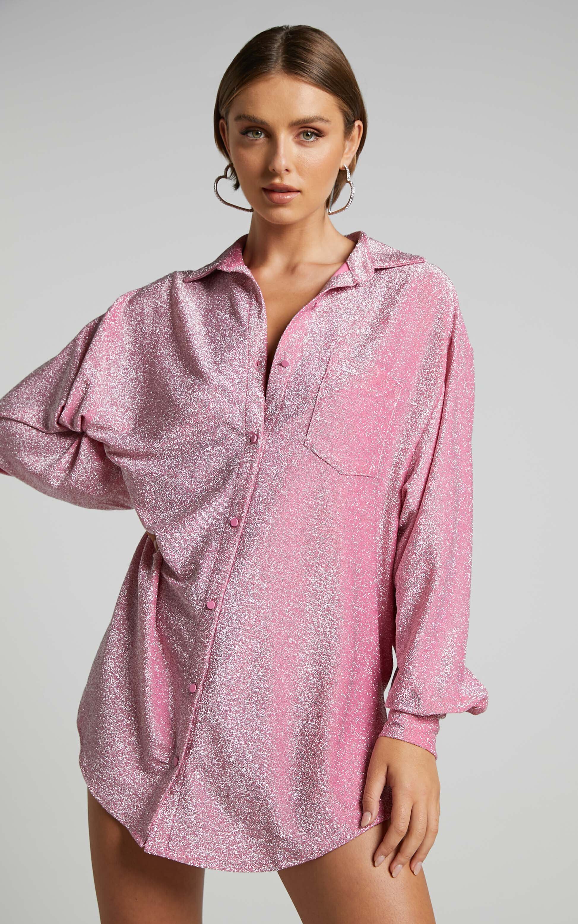 Oversized pink shirt dress sales