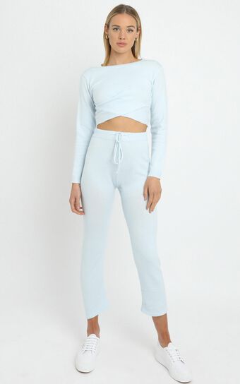 Deanna Knit Pants in Baby Blue
