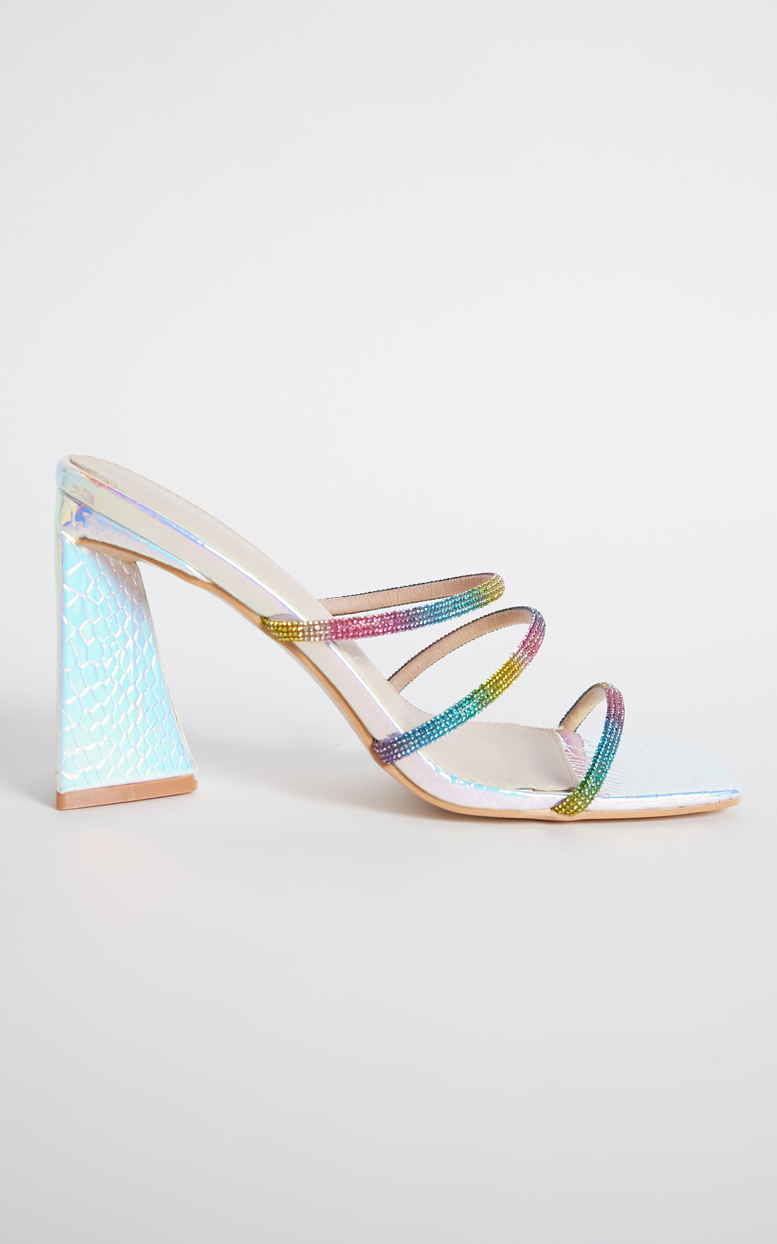 Rainbow metallic top heels