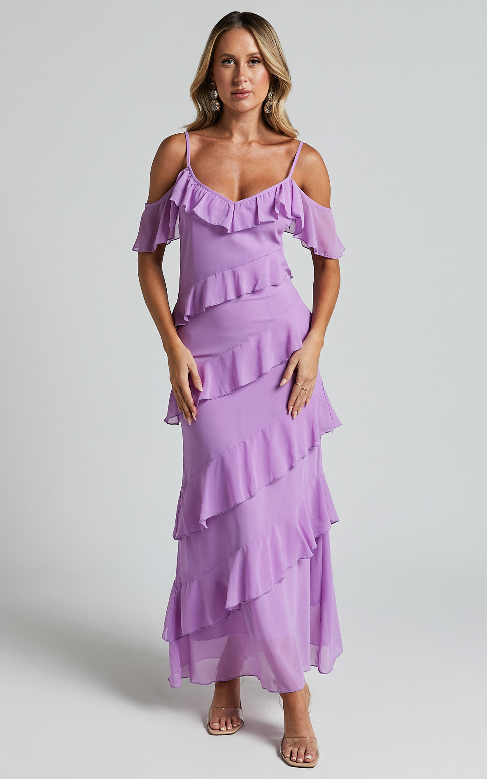 Lilac frill dress online