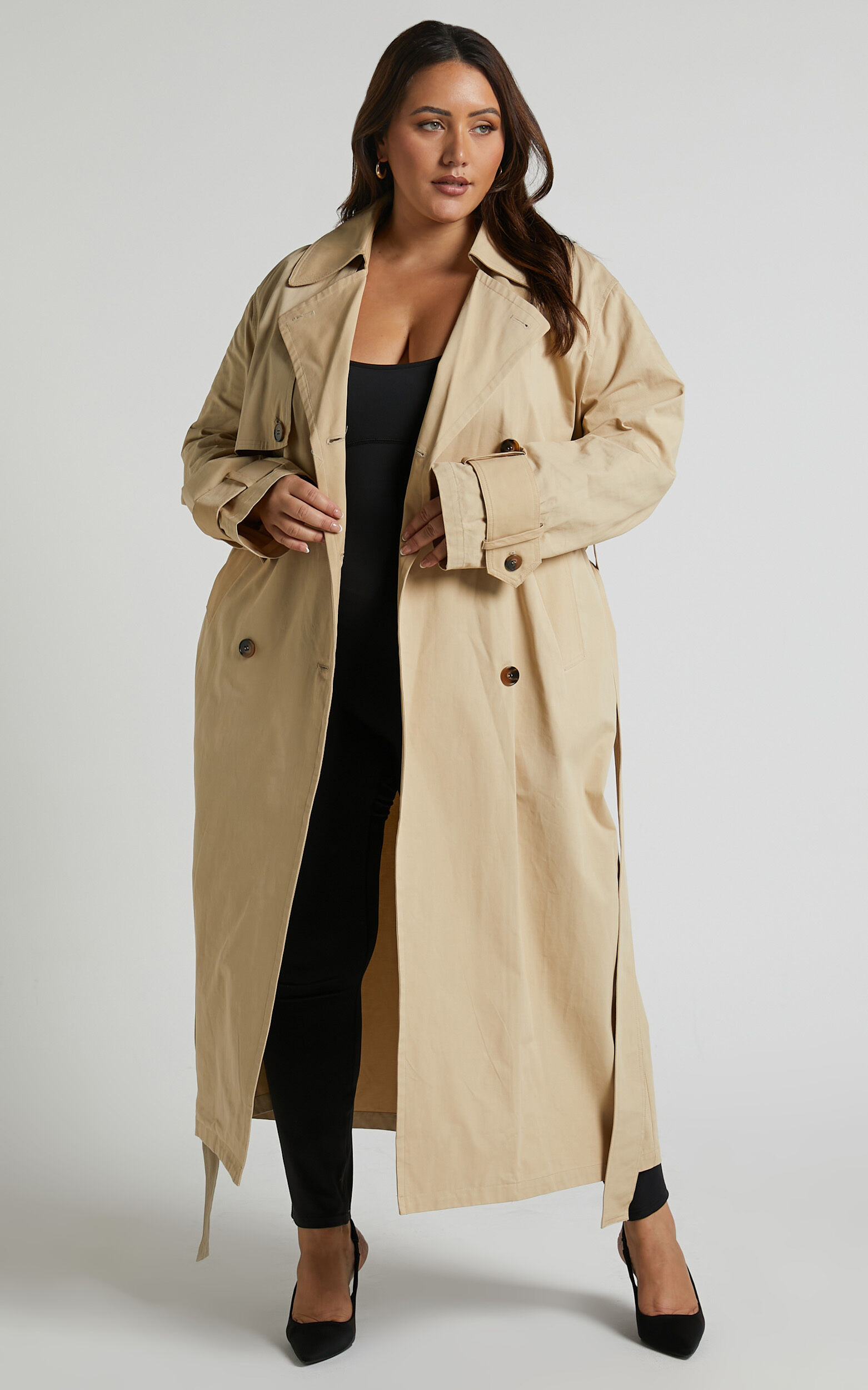 Camel coat tie waist hotsell