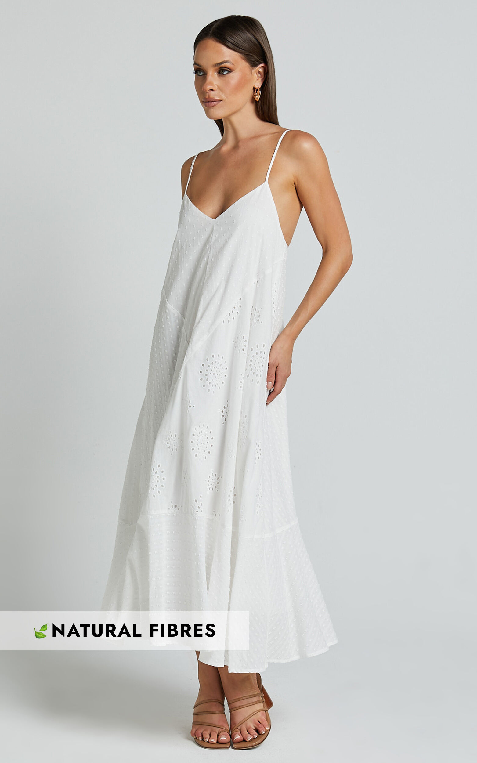 Linalyn Midi Dress Strappy V Neck Low Back Slip Dress in White Showpo USA