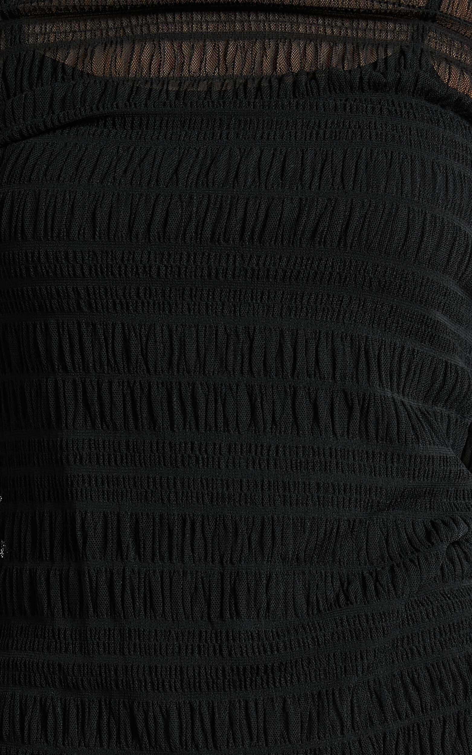 Rhialyn Mini Dress - Long Sleeve Sheer Dress in Black