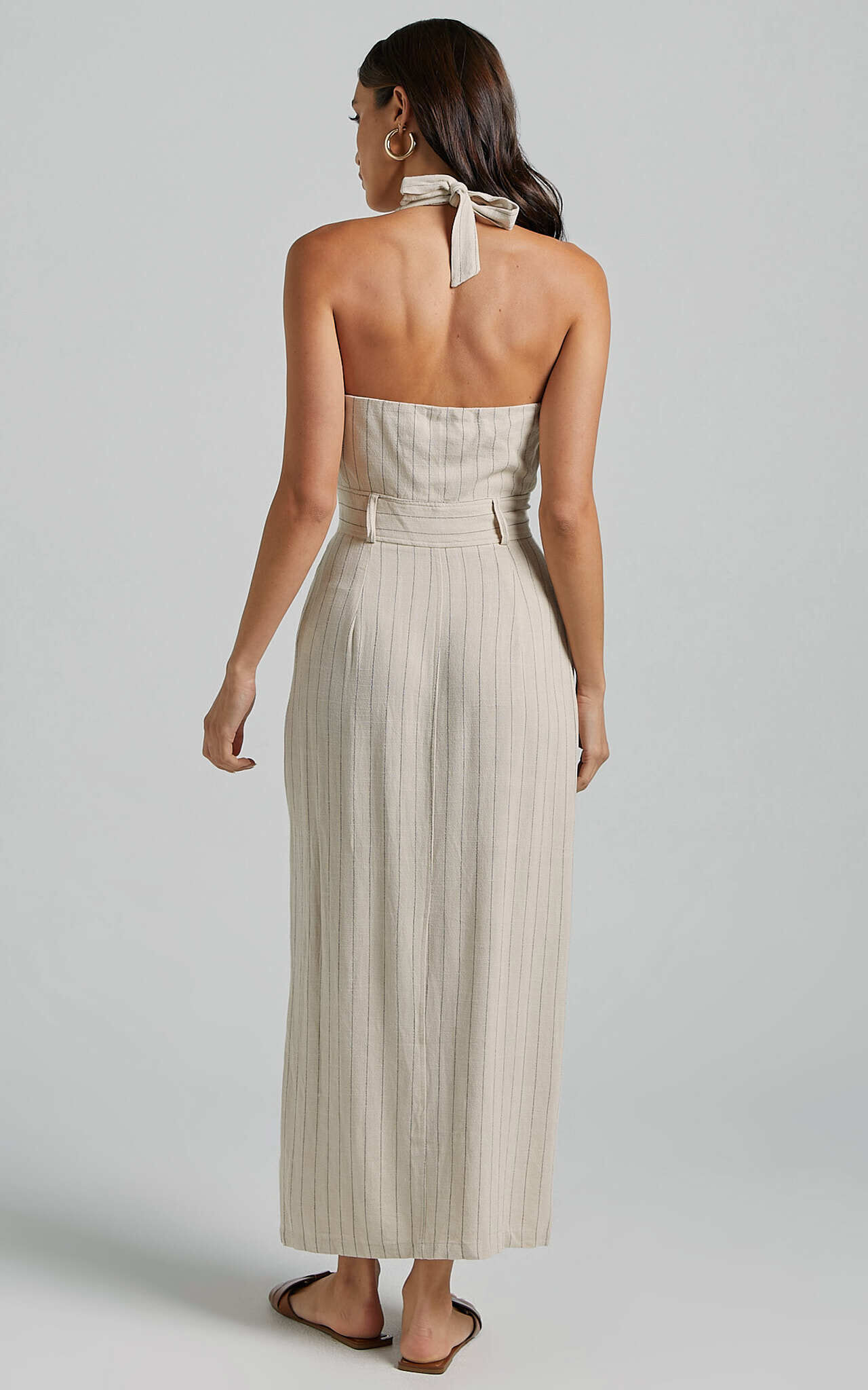 White linen halter neck dress hotsell