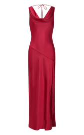 Adilah Maxi Dress - Cowl Neck Satin Dress in Wine | Showpo USA