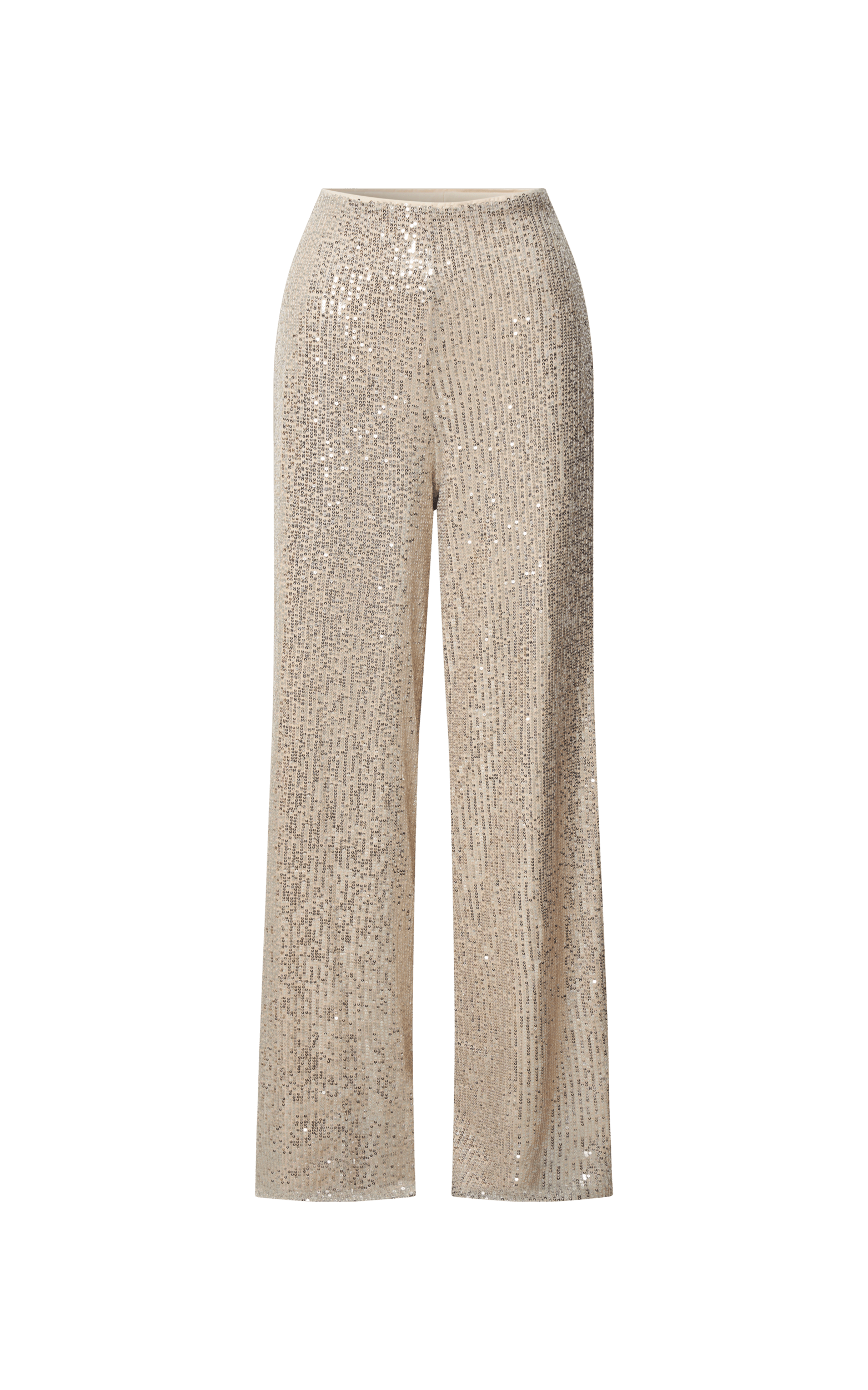 Abela Two Piece Set - Crop Top and Wide Leg Pants Set in Silver Sequin ...