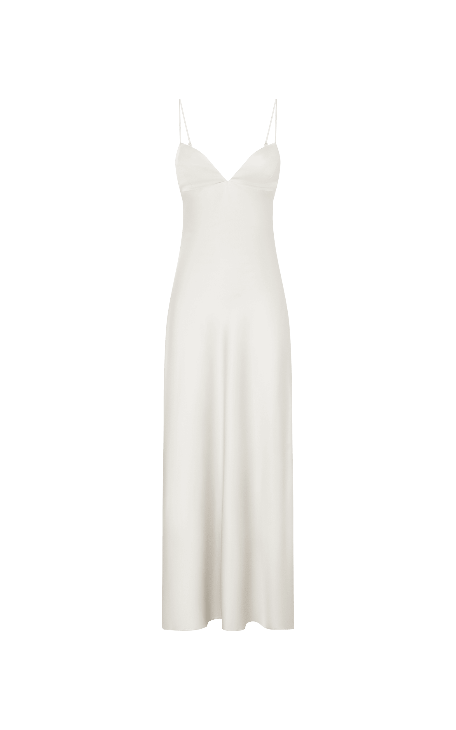 Cariela Midi Dress - Plunge Neck Satin Dress in Pearl | Showpo EU