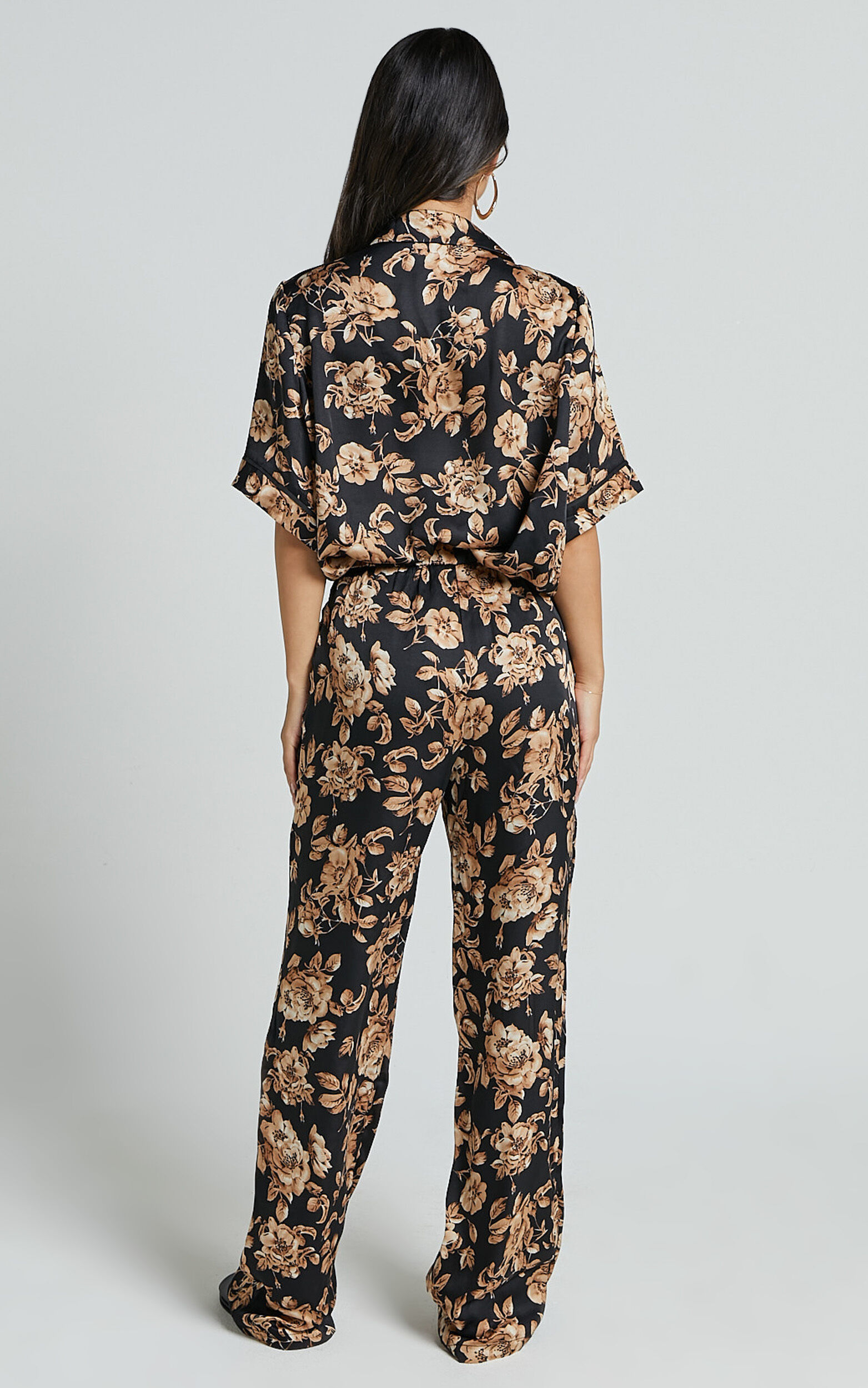 Laila Pants High Waisted Wide Leg Pants in Black Floral Showpo NZ