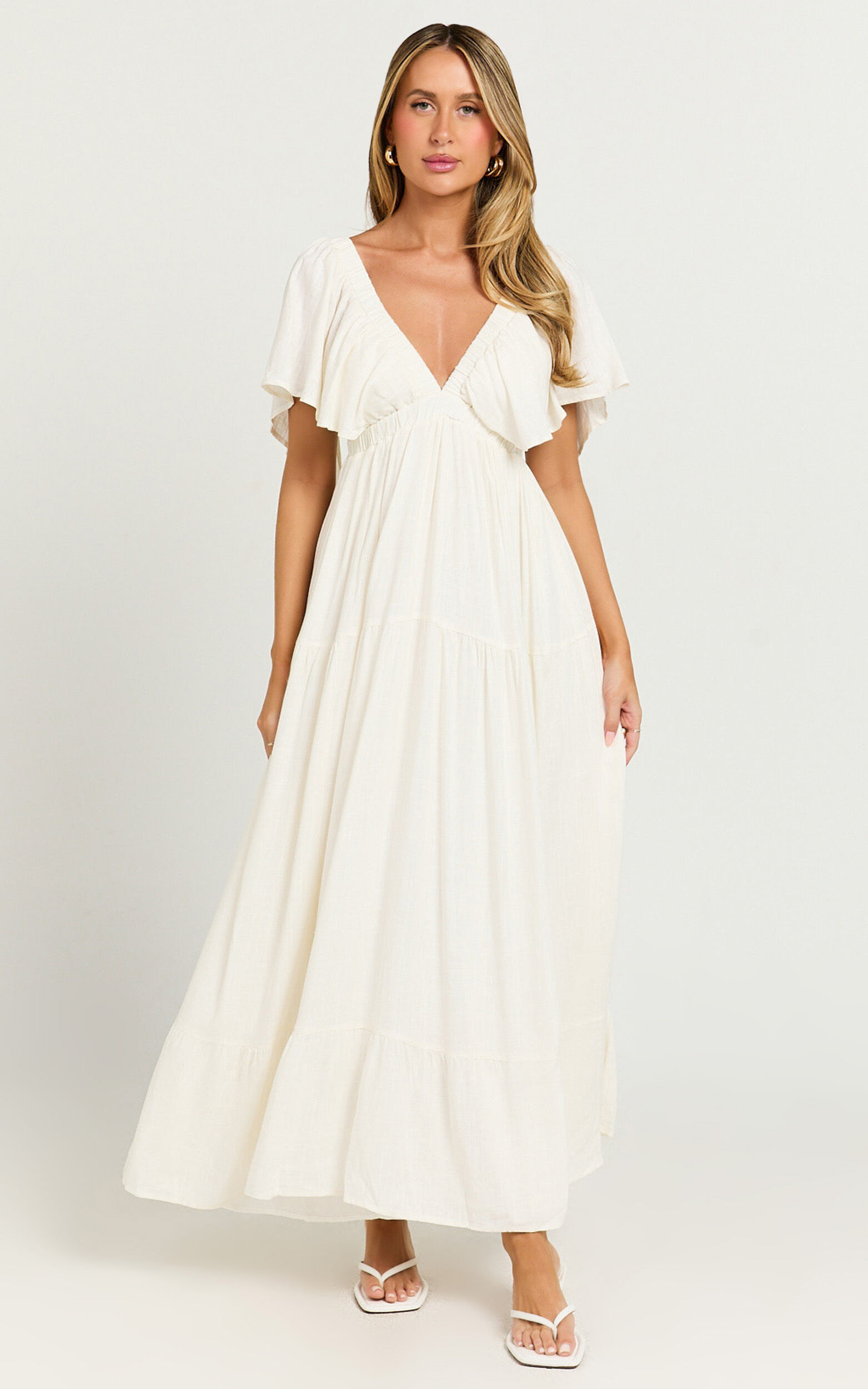 Long white empire waist dress new arrivals